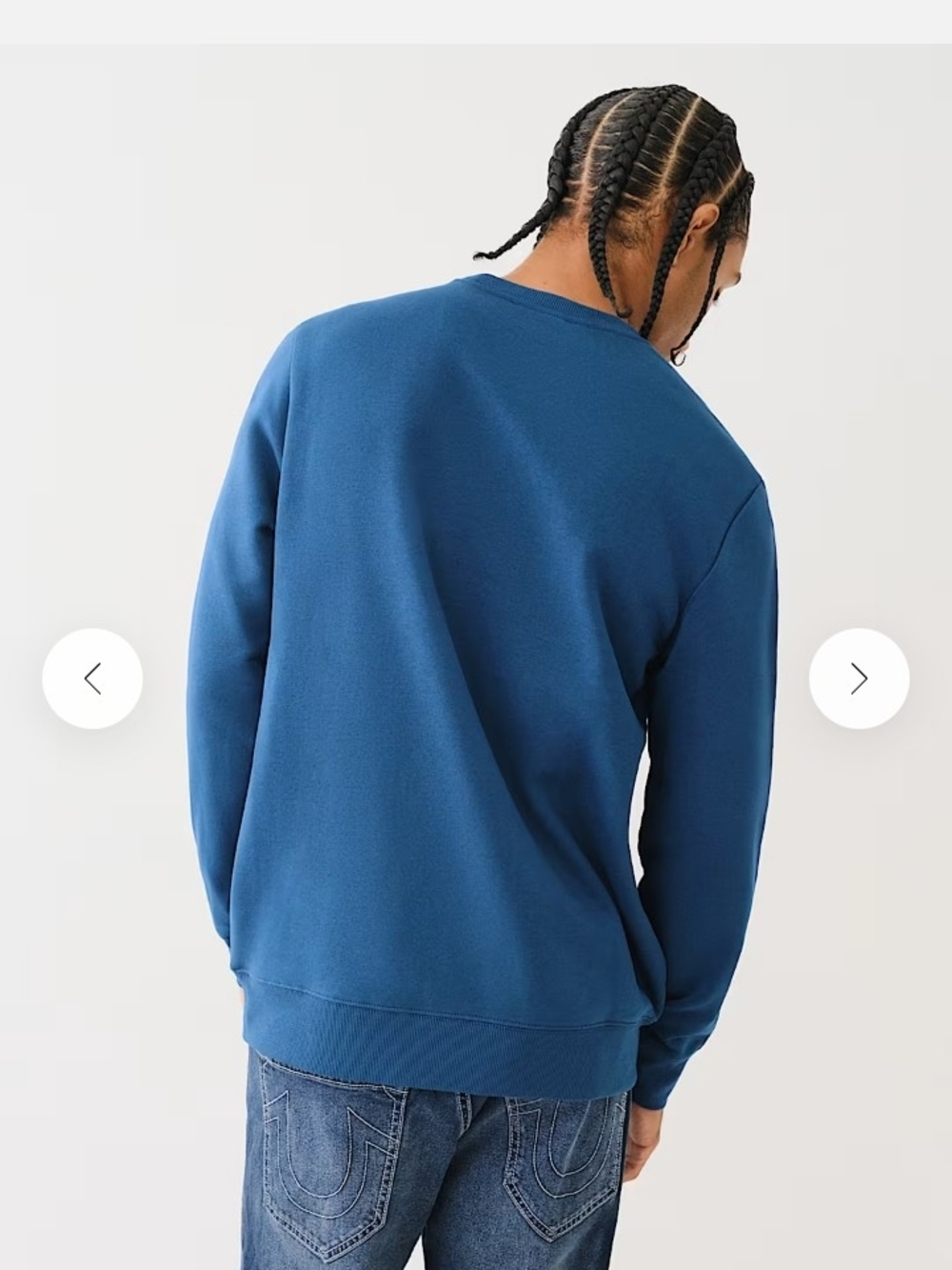 True Religion Blue Crewneck with Gold Guitar Logo - Picture 3 of 5